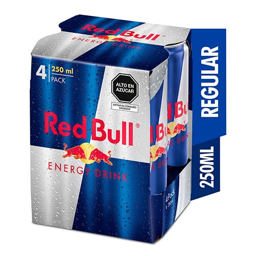 Bebida Energizante Red Bull Regular Pack de 4 Unidades x 250 Ml